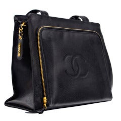 Vintage Chanel Large Tote Handbag Caviar Leather