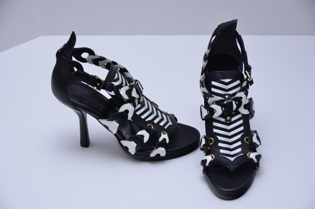 Balenciaga Black/White Gladiator Shoes New In New Condition In New York, NY