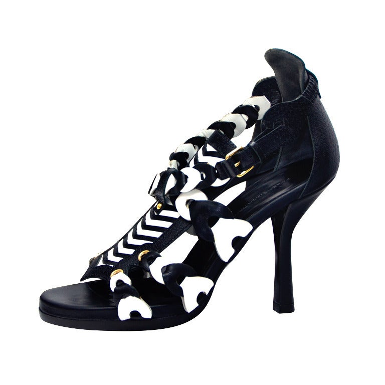 Balenciaga Black/White Gladiator Shoes New