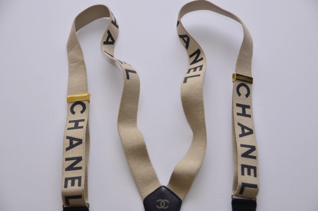 Chanel Light Brown Suspenders New '90 In New Condition In New York, NY