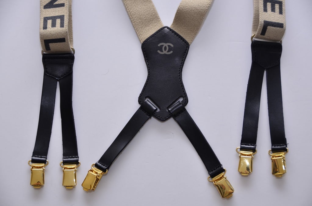 Women's or Men's Chanel Light Brown Suspenders New '90