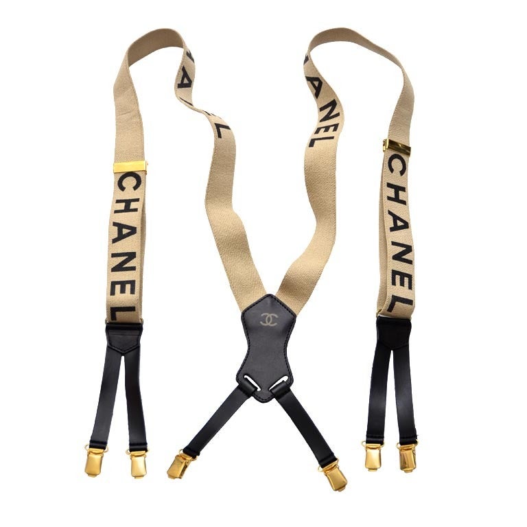 Chanel Light Brown Suspenders New '90 at 1stdibs