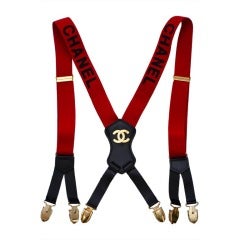 Chanel Extremly Rare Vintage Suspenders Red New