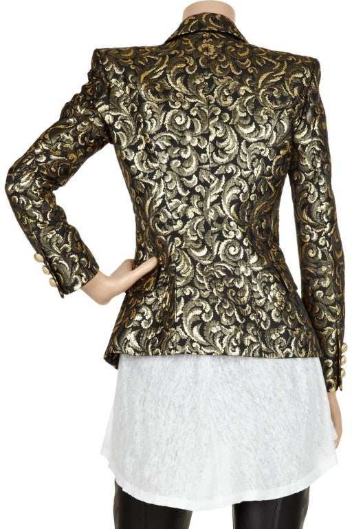 Women's BALMAIN metallic brocade jacket db crested buttons 40 /6 New