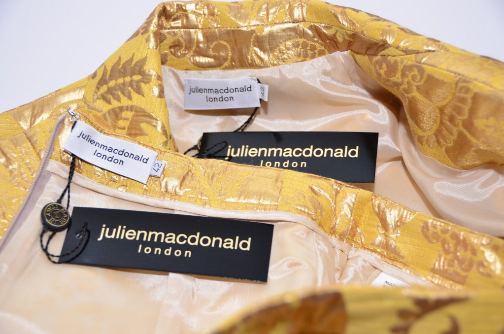 Julien MacDonald Gold Brocade Suit  In New Condition In New York, NY