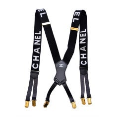Retro Chanel Black Suspenders New '90