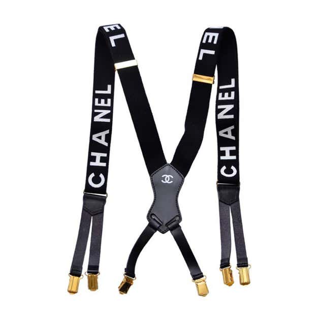 Chanel Black Suspenders New '90 at 1stDibs