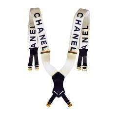 Chanel White Suspenders New '90