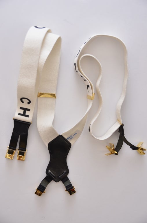 Chanel White Suspenders New '90 at 1stDibs