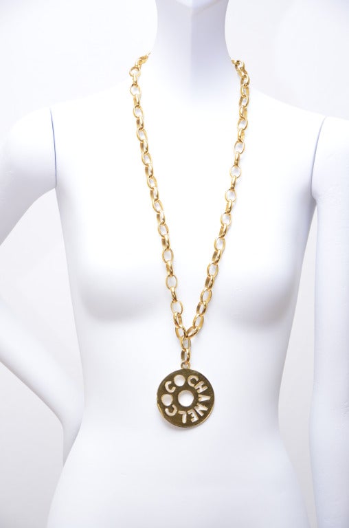 Coco Chanel Large Pendant Vintage Necklace at 1stdibs