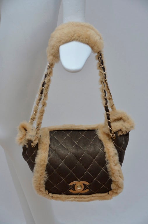 Chanel Vintage Mini Shearling Handbag '04 New 2