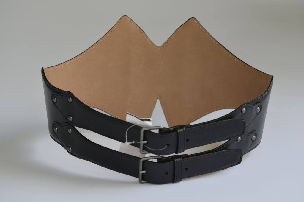 Azzedine Alaia black leather extra wide corset belt.New with tags,has been tried on.Belt is 6