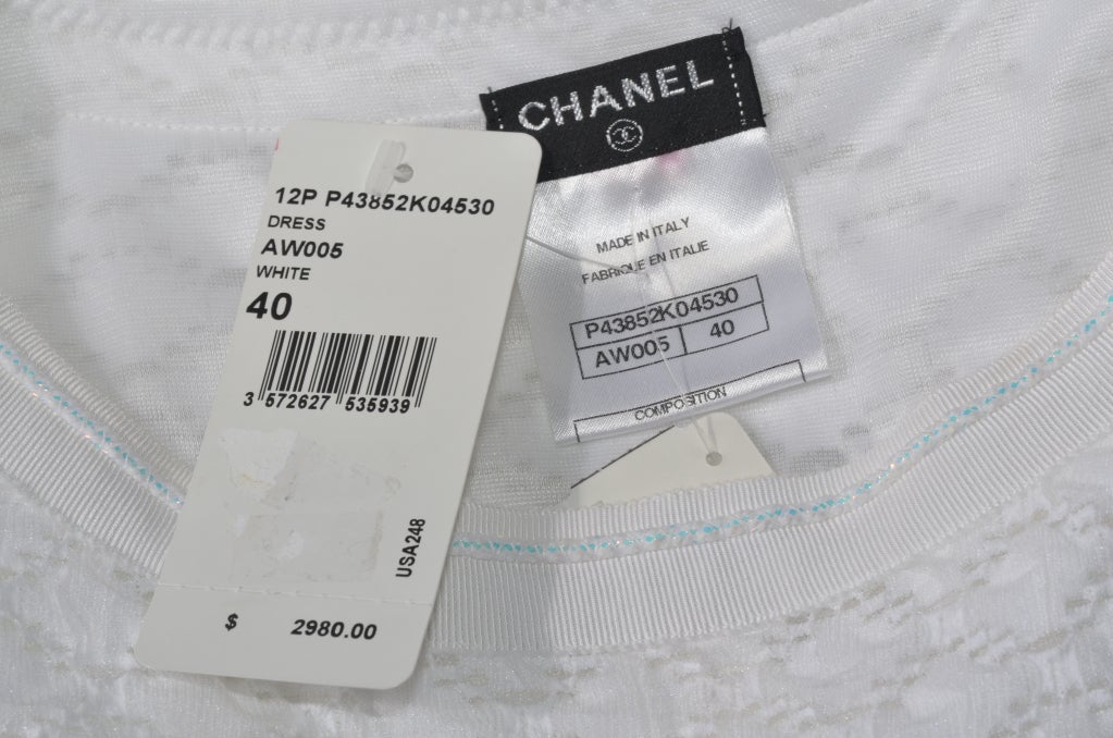 Chanel  Black Line White Textured Knit Flared  Hem Dress 1