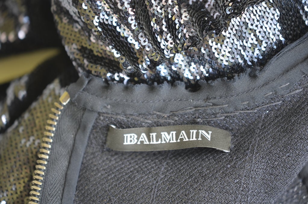 BALMAIN  Navy Sequin-Embellished Mini Dress 4