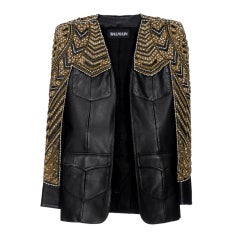 BALMAIN Veste en cuir embellie NWT