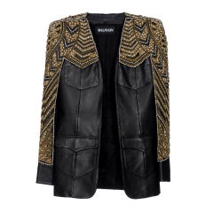 BALMAIN Embellished leather jacket NWT