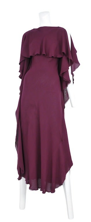 Plum double layered chiffon gown