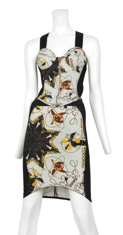 Printed bodice and skirt corset inspired 2pc. ensemble.