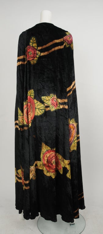 Holly's Harp light weight printed velvet cape with self tie. One size