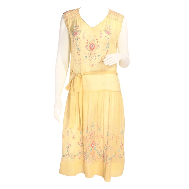 1920's Floral Embroidered Bohemian Dress