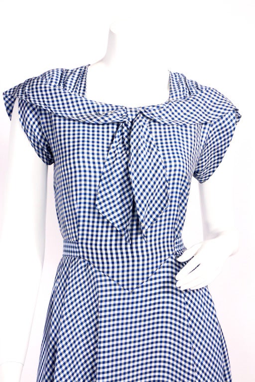 Women's 1940's Blue and White Check Dress