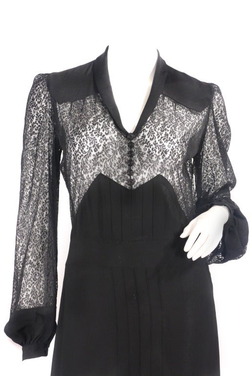 Gray 1940s Lace Dress