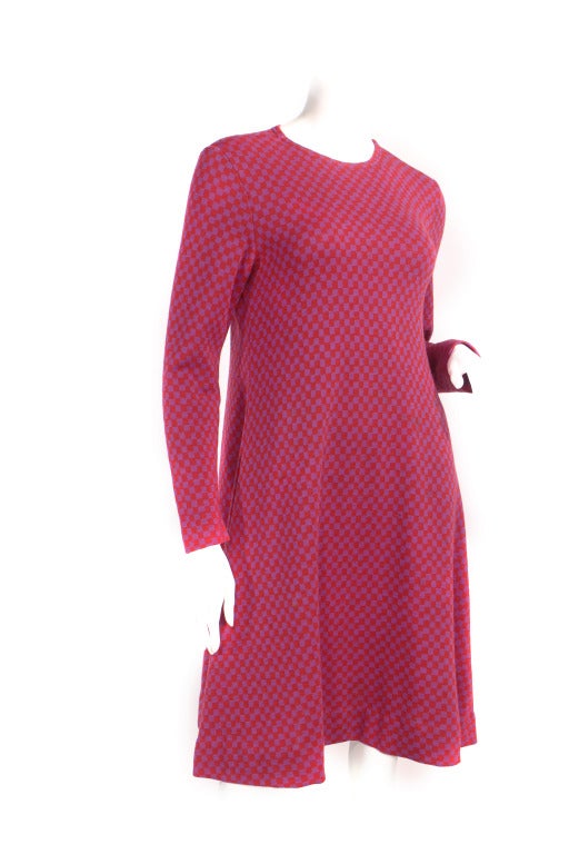 1971 Rudi Gernreich Checked Dress. Easy swing fit, can be belted, and features pockets! Classic Gernreich, medium weight.