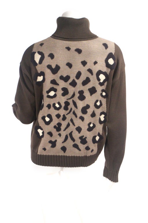Black 1980s Escada Leopard Sweater For Sale