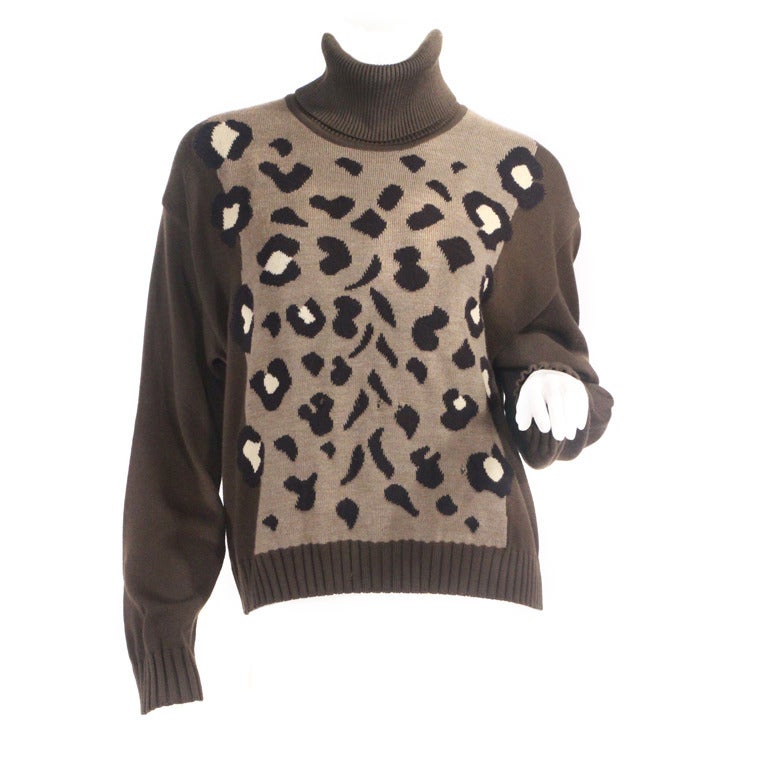 1980s Escada Leopard Sweater For Sale