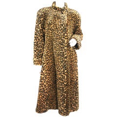 1980s Yves Saint Laurent Leopard Print Faux Fur Coat