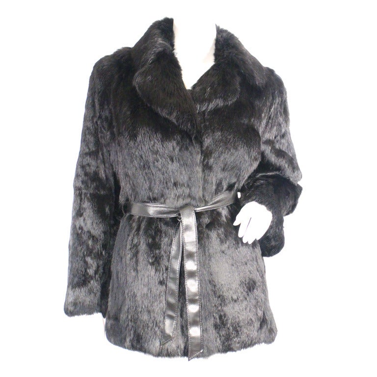 1980s Black Rabbit Fur Jacket