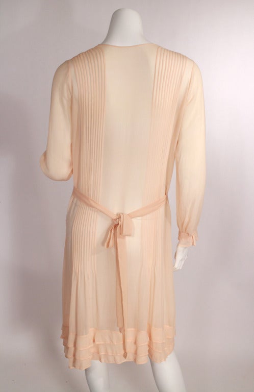 Beige 1920s Pink Sheer Dress