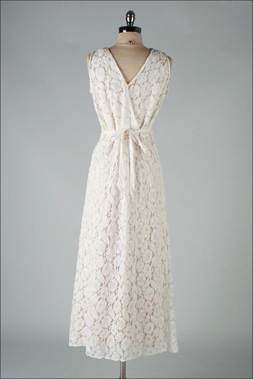 Vintage 1930's Ivory Lace Bias Cut Dress with Jacket 1