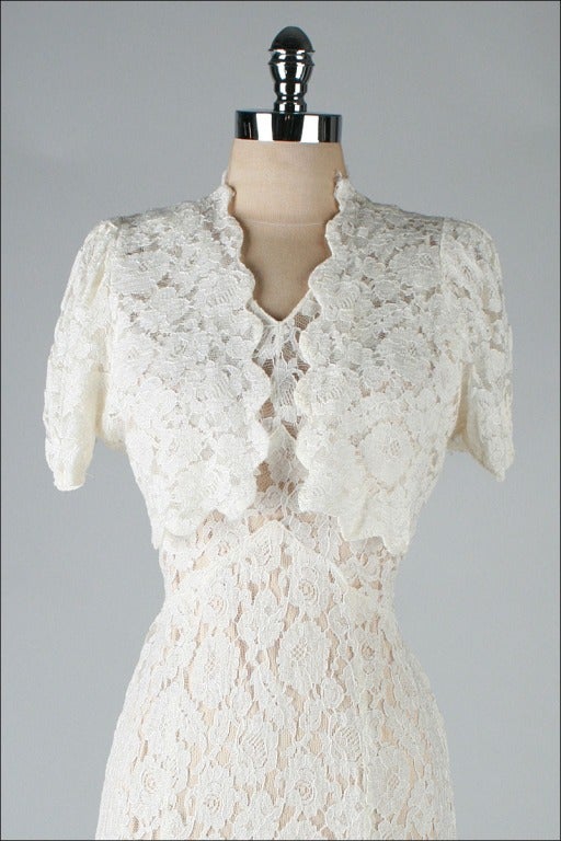 Vintage 1930's Ivory Lace Bias Cut Dress with Jacket 4