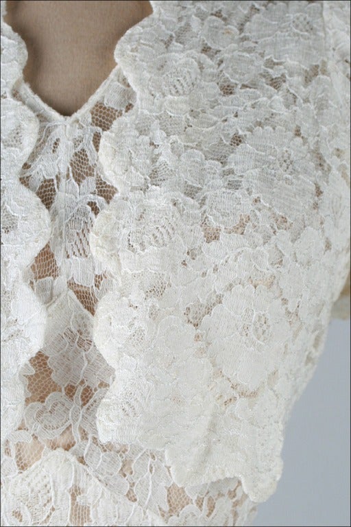 Vintage 1930's Ivory Lace Bias Cut Dress with Jacket 5