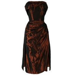 Retro 1950's Emma Domb Metallic Copper Wiggle Dress