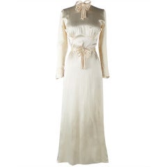 Vintage 1930's Ivory Silk Satin Wedding Dress