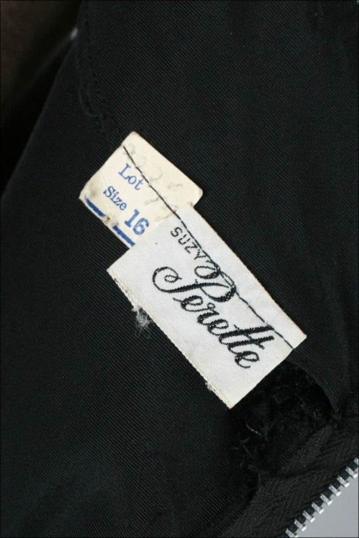 Vintage 1950's Suzy Perette Black Velvet Cotton Faille Dress 3
