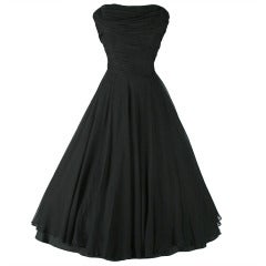 Vintage 1950
s Black Crepe Chiffon Saks Cocktail Dress Vintage 1950
s Black Crepe Chiffon Saks Cocktail Dress