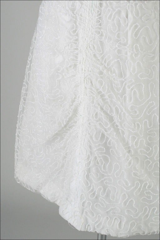 Vintage 1960's Bernetti White Glitter Swirl Cocktail Dress 2