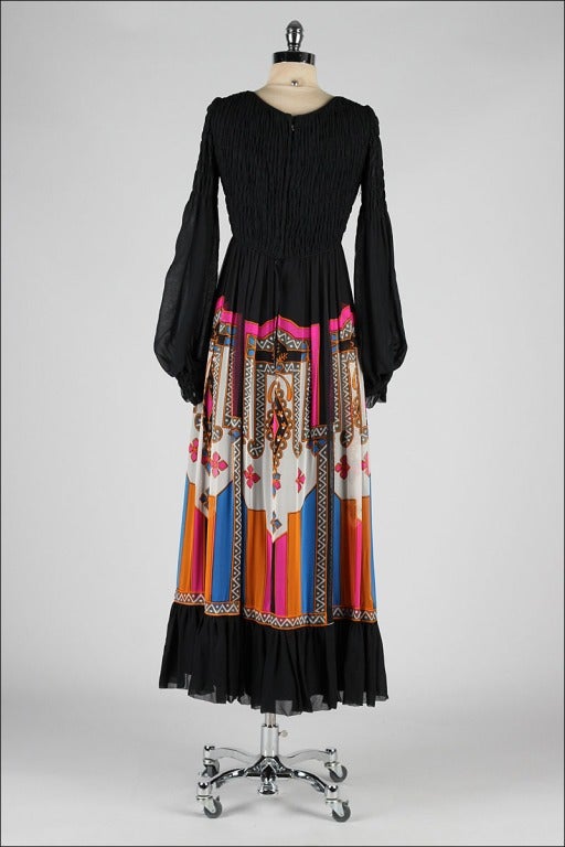 Vintage 1970's Travilla Silk Maxi Dress For Sale 5
