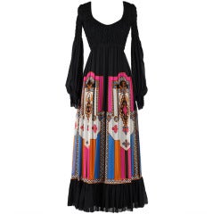 Vintage 1970's Travilla Silk Maxi Dress