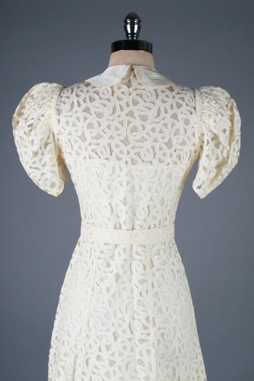 Vintage 1930's Ivory Battenburg Lace Wedding Gown 1