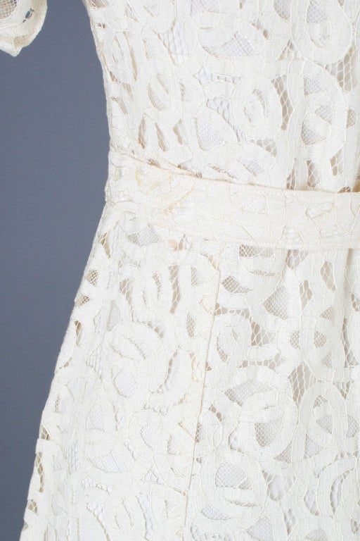 Vintage 1930's Ivory Battenburg Lace Wedding Gown 2