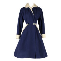 Vintage 1940's Wool Pearl Trim Princess Coat