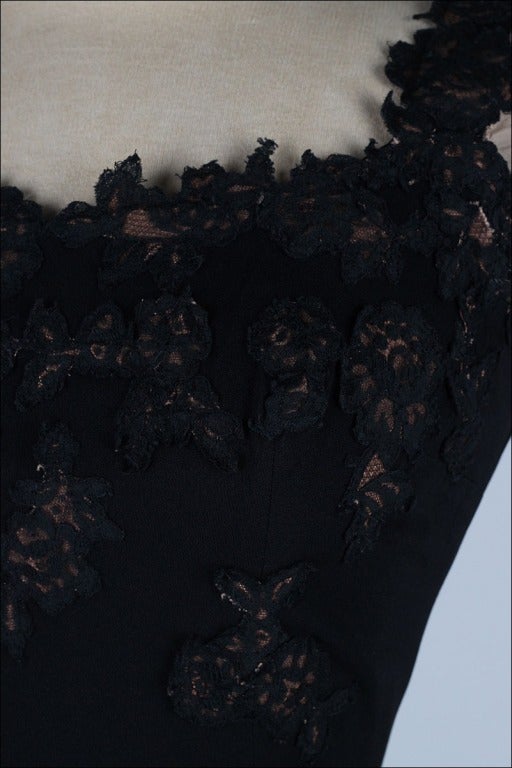 Vintage 1950''s Peggy Hunt Schwarzes Illusion-Spitzen-Cocktailkleid im Zustand „Hervorragend“ in Hudson on the Saint Croix, WI