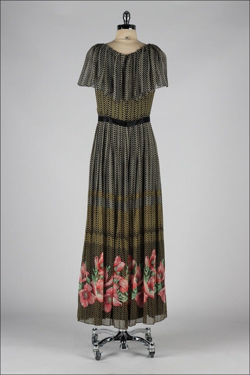Vintage 1970's Richilene NY Silk Maxi Dress For Sale 3