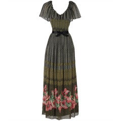 Vintage 1970's Richilene NY Silk Maxi Dress