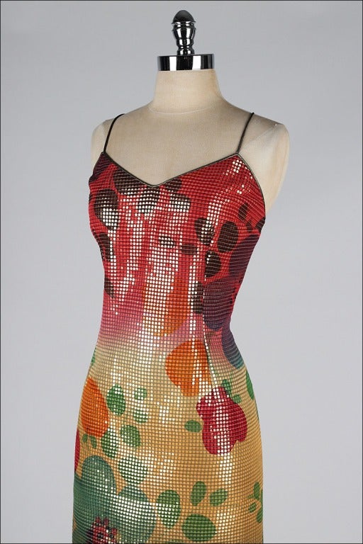 Vintage 1980's Christian Ruperto Flowers and Fruit Sequins Dress 1