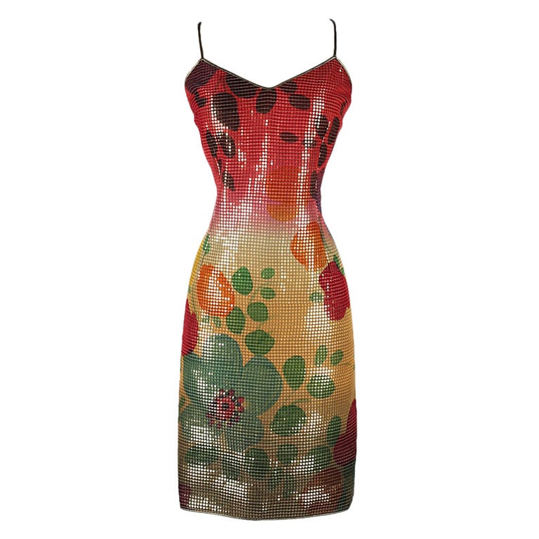 Vintage 1980's Christian Ruperto Flowers and Fruit Sequins Dress